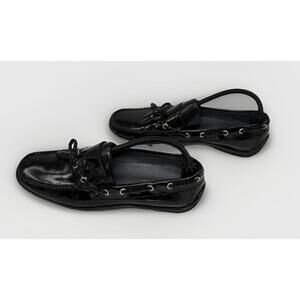 Donald Pliner Shoes Women 10 Ezara Tassel Loafer SlipOn Black Leather Italy Made
